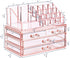 Ikee Design Pink Jewelry & Cosmetic Storage Boxes, Two Pieces Set for Vanity
