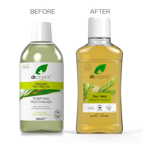 Dr. Organic Tea Tree Mouthwash, 500ml for Fresh Breath