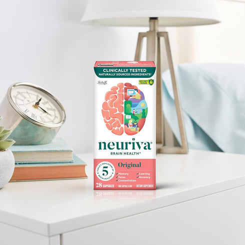 NEURIVA ORIGINAL Nootropic Brain Supplement 28ct Capsules - Clinically Tested for Memory, Focus & Concentration with