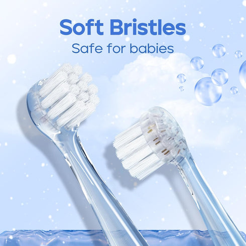 SEAGO Toddler Electric Toothbrush for Ages 0-3, Smart Timer, Suction Base, 4 Replacement Brushheads (Blue-C)