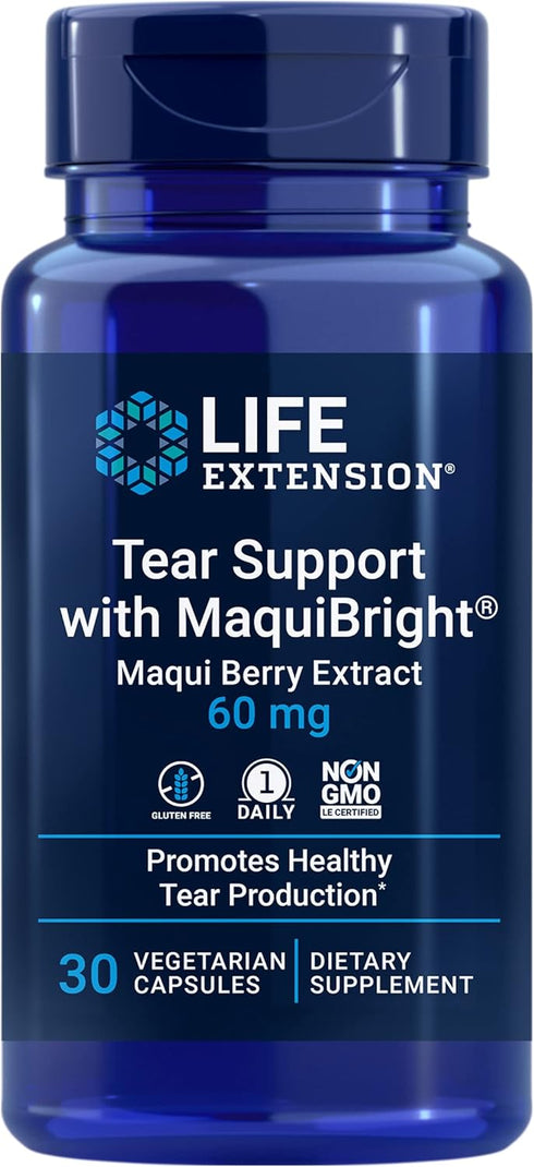 Life Extension Tear Support with MaquiBright 60mg, 30 Capsules, Eye Health Supplement for Dry Eyes