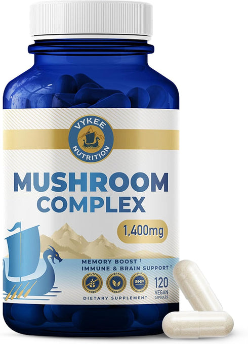 Vykee Nutrition Mushroom Complex Lions Mane, Reishi & Cordyceps | Brain Supplement
