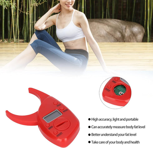 Body Fat Caliper, Accu Measure Fat Calipers for Subcutaneous Fat Measurement, Fitness Enthusiasts, Red