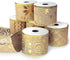 Gold Wired Christmas Tree Ribbon, 2.5 Inch Burlap, 6 Rolls 36 Yards Metallic Glitter Crafts for Gift Wrapping, Bows,