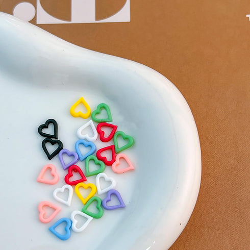 WOKOTO 100pcs Colorful 3D Resin Heart and Stars Nail Charms, Nail Jewels, Rhinestones, and Charms for Nail Art