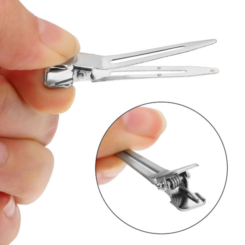Hicarer 1.75 Inches Single Prong Hair Clips, 50 Pack - Durable Metal Alligator Clips for Hair Extensions, Dreads, Pin