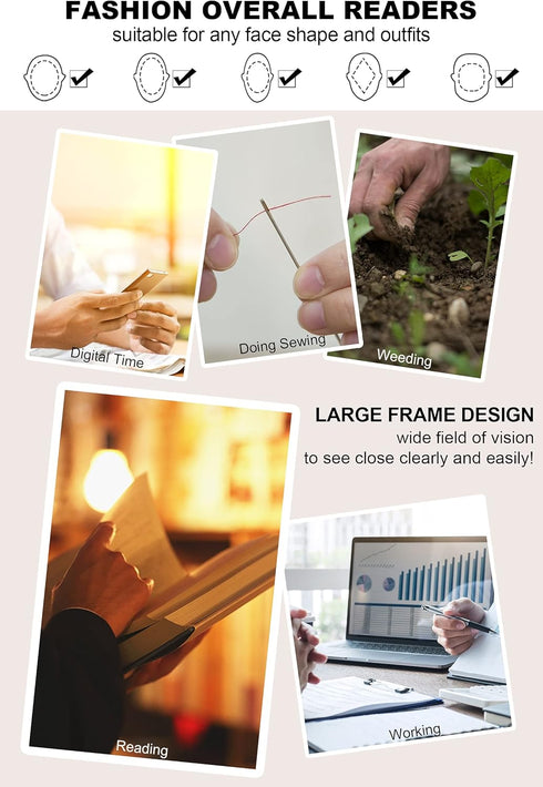 AEZUNI Oversized Reading Glasses for Women, Large Readers 0 1.0 1.25 1.5 1.75 2.0 2.25 2.5 2.75 3.0 3.5 4.0 5.0 6.0
