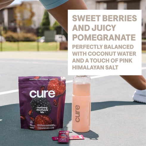 Cure Hydration Plant-Based Electrolyte Drink Mix, Berry Pomegranate, 28 Servings Jar, No Added Sugar