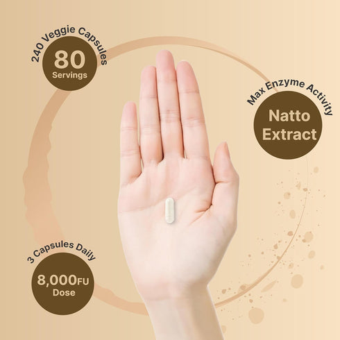 NatureBell Nattokinase Supplement 240 Veggie Capsules, 8,000 FU Per Serving for Max Strength Enzyme & Heart Health