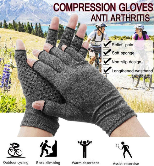 2 Pairs Arthritis Compression Gloves, Provide Support Warmth for Carpal Tunnel, Fingerless Compression Gloves