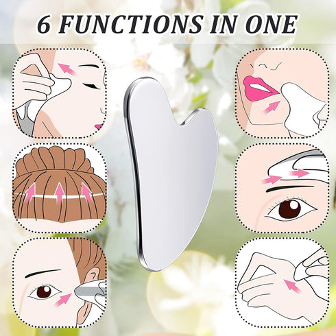 Nuanchu Stainless Steel Gua Sha Facial Tools, Lymphatic Drainage Massager for Face and Body