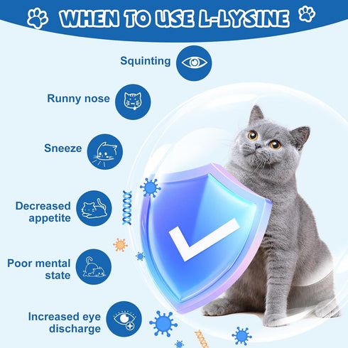 Ourea Immune L-Lysine for Cats, Lysine Supplement for Support System,Respiratory Eye Health, Alleviates Sneezing