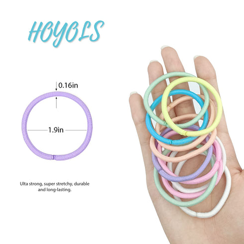 HOYOLS No Metal Hair Elastics Bands, 56 Count Assorted Baby Ponytail Holders for Girls Women Thick Hair Accessories