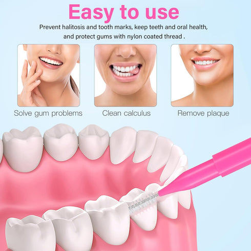 Healeved 100pcs Interdental Brush Flossers, Portable Braces Brush for Cleaner Tooth Flossing, 5 Colors
