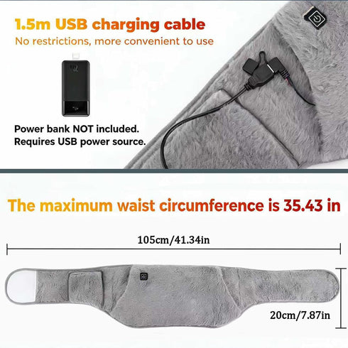 VAIKAXY 3-in-1 3-Temp Heating Waist Belt: Heating Pad for Back Comfort & Warmth + Portable Hand Warmer, USB Powered