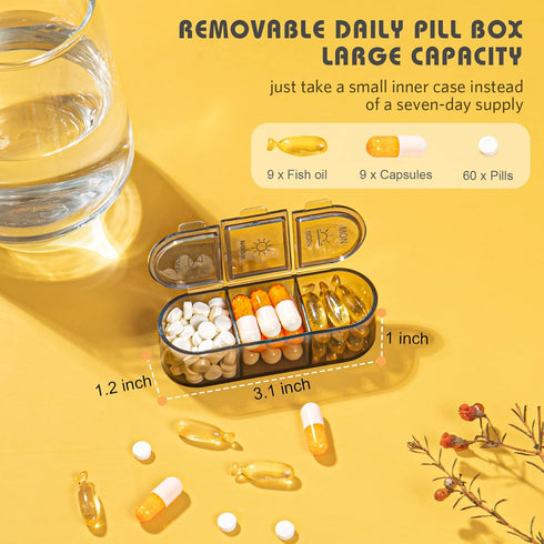 Zonlong 3 7 Weekly Pill Organizer/ Dispensers, Times A Day, Day Large Compartments Travel Pill Container/ Box