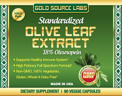 Organic Olive Leaf Extract Capsules - Pure Organic Olive Leaf, 90 Vegetarian Caps, 400 mg for Immune Health