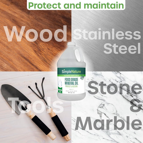 SimpleNature Countertops, (8 oz Food Grade Mineral Oil - for Moisturizing, Lubricating, Restoring & Protecting Wood