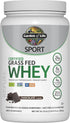 Garden of Life Sport Whey Protein Powder - Chocolate, Premium Grass Fed Whey Protein Isolate, 24g Protein, 20 Servings