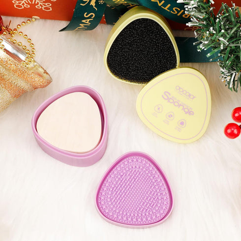 Docolor Makeup Brushes Cleaner Set - Solid Soap Cleanser with Color Removal Sponge, Vegan Makeup Brush Shampoo