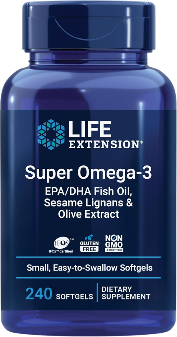Life Extension Super Omega-3 EPA/DHA Fish Oil, Sesame Lignans & Olive Extract