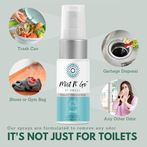 Mist N’ Go by Omaze Travel Bathroom Spray, Toilet Spray Odor Eliminator, Breeze Travel Size, 1oz x1.