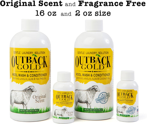 Outback Gold Wool Wash, Natural Plant Based Liquid Laundry Detergent, Fragrance Free, 16 Fl Oz