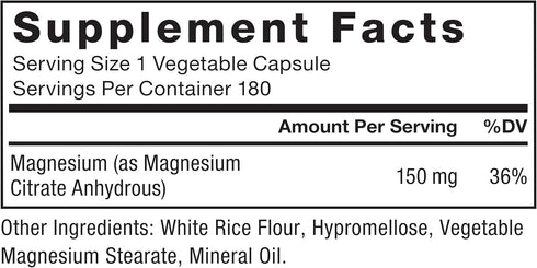 Force Factor Magnesium Citrate | 180 Capsules | Supports Bone, Muscle, Nerve, Digestion, Heart Health