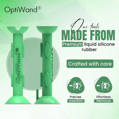 Pincher 1.75" OptiWand Green Soft Contact Lens Removal & Insertion Tool - Silicone Rubber Soft Lens Applicator
