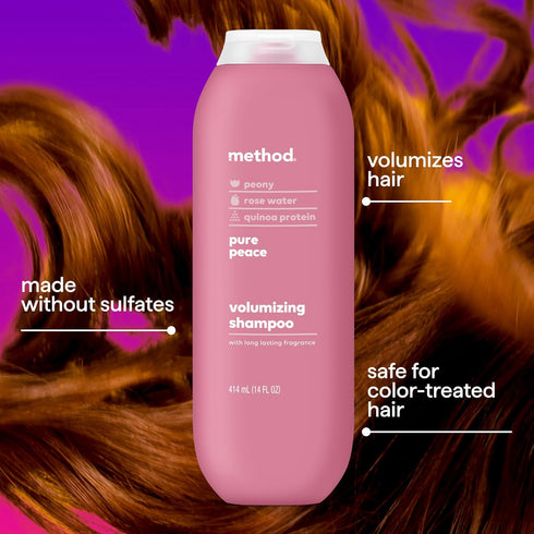 Method Volumizing Shampoo, Pure Peace with Rose, Peony & Pink Sea Salt, 14 oz (Pack of 1)
