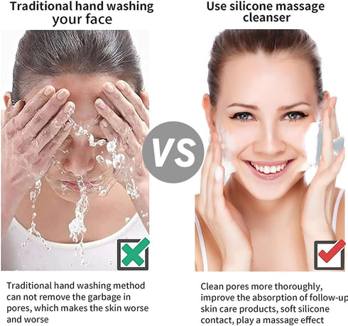 VWMYQ Silicone Face Scrubber for Men, Waterproof Facial Cleansing Brush for Exfoliating and Skin Care (White)