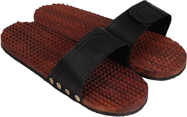 Zifron Wood Store Wooden Chappal Acupressure Foot Feet Massager for Good Health Slipper Brown