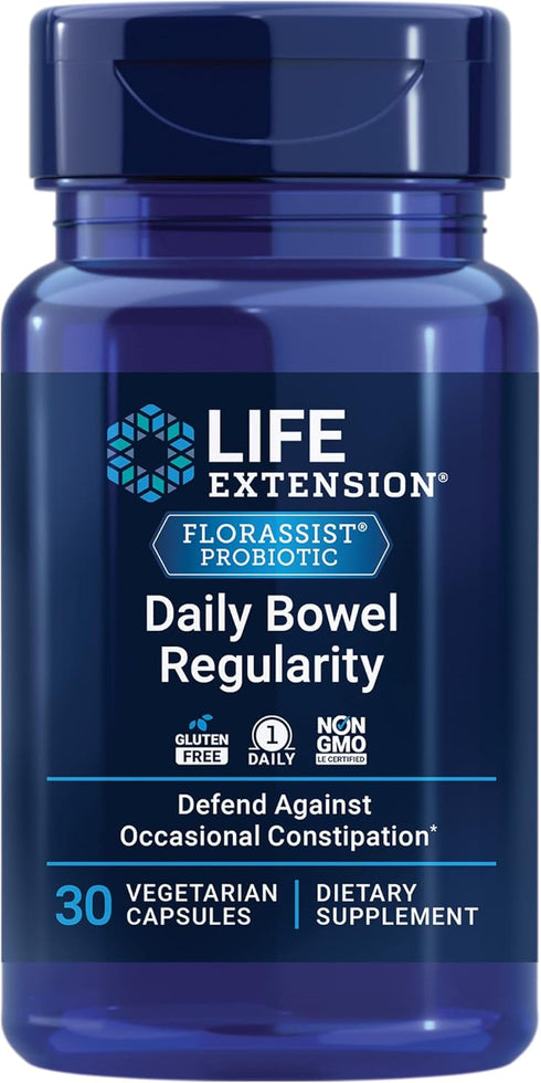 Life Extension FLORASSIST Daily Bowel Regularity, 30 Vegetarian Capsules for Digestive Health