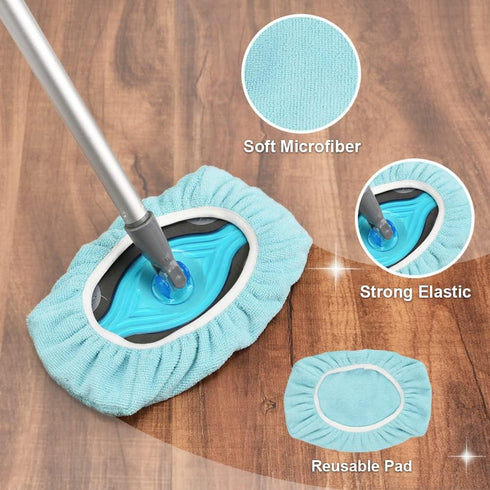 Sweeper Mop Starter Kit, Small Flat Mop with 2 Reusable Microfiber Pads, 30pcs Disposable Dry Cloths for Hardwood Floor