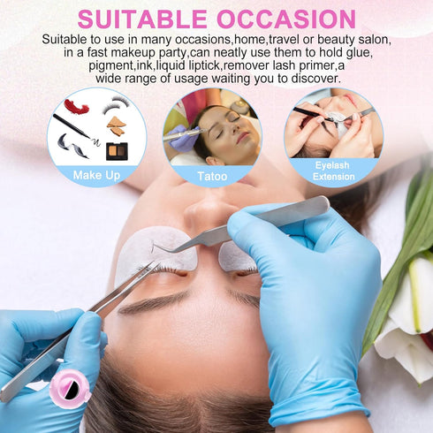 NXJ INFILILA 100PCS Disposable Plastic Glue Rings for Eyelash Extensions, Nail Art Tattoo Holder, Blossom Smart Cups