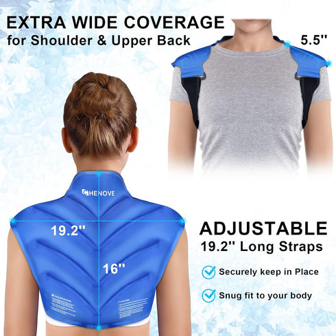 Chenove Ice Pack for Shoulders, Upper Back Pain Relief Wrap, Neck and Shoulder Gel Pack, Reusable Cold Compression