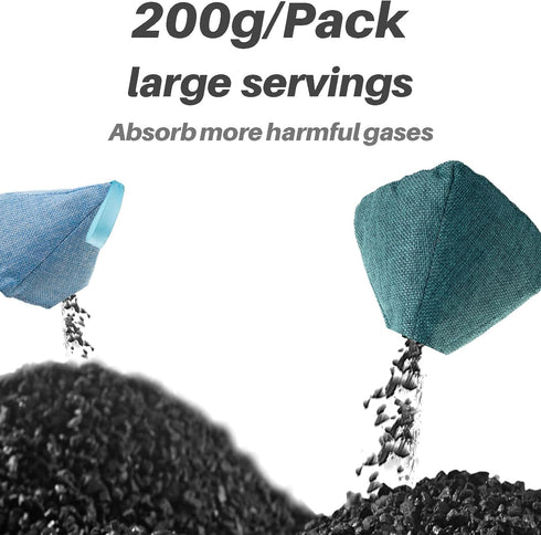 Charcoal Bags Odor Absorber (3x200g) - Activated Bamboo Charcoal Air Purifying Bags for Home & Car