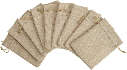 Tendwarm 20 Pcs Mini Size Burlap Gift Bags, 3x4 Inch Drawstring Linen Jewelry Bags for Wedding Party Favors