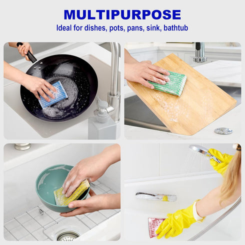 8Pads Sponges Kitchen - Premium Dish Sponge, Dish Cloths, Essential Cleaning Supplies for Dishes, Pots, Pans