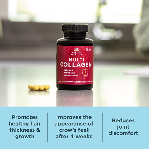 Collagen Peptides Pills by Ancient Nutrition - Hydrolyzed Multi Collagen Supplement for Healthy Skin, Joints, 90