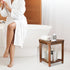Dozesheep Acacia Wood Shower Stool for Shaving Legs, Shower Foot Rest with Storage Shelf for Inside Small Shower