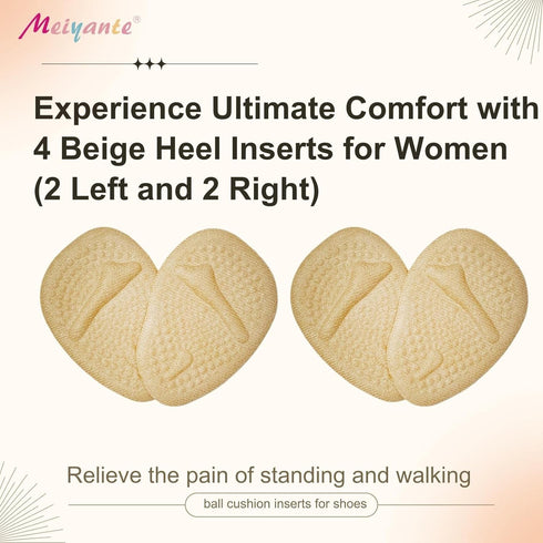 Metatarsal Pads for Women, Heel Inserts for Shoes, Ball of Foot Cushions (2 Pairs) for All Day Pain Relief (Beige)