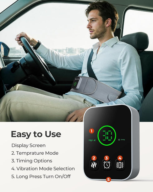 purella 3 3 3 Settings Cordless Heating Massage Pad Customizable Pain Relief with Heat Vibration Timer Wearable