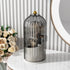 Makeup Brush Holder Organizer with Lid, 360° Rotating Dustproof Cosmetics Organizer for Vanity (Grey White)