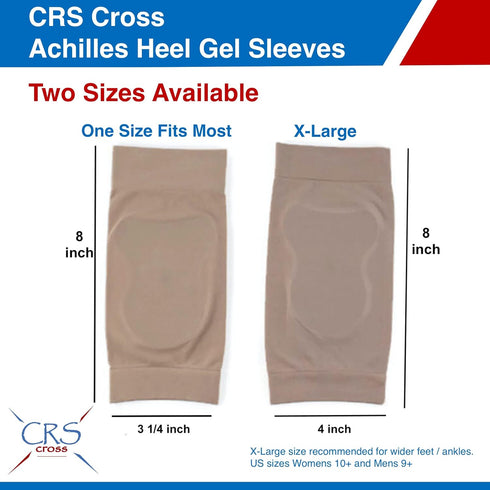 CRS Cross Achilles Heel Gel Sleeves, 1 Pair Premium Padded Compression Socks for Cushion & Protection