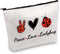 JXGZSO Good Luck Ladybug Symbol Makeup Bag with Zipper, Gifts for Women, Cosmetic Bag