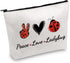 JXGZSO Good Luck Ladybug Symbol Makeup Bag with Zipper, Gifts for Women, Cosmetic Bag