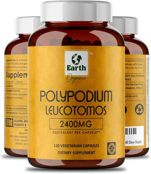 Polypodium Leucotomos Extract 2400mg - 120 Veg Capsules, Supports Natural Healthy Skin Care, Antioxidant, Vegetarian,