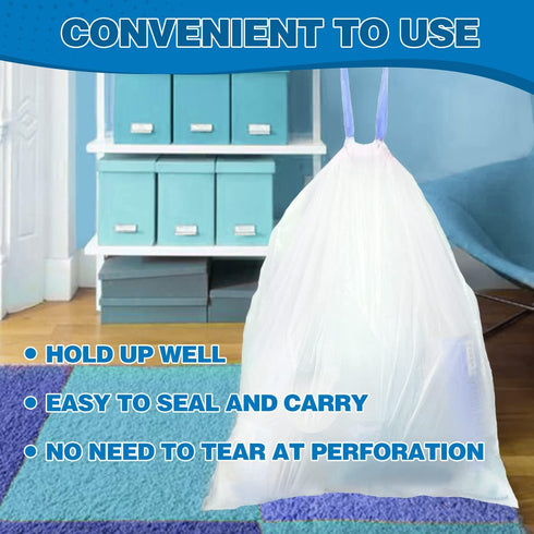 8 Gallon Trash Bags, Drawstring 1.2 Mil, 100 Count, White Medium Garbage Bags Unscented