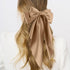 Silky Satin Hair Bows for Women, 2Pcs Oversized Black Hair Ribbons with Long Tail Clips, Aesthetic Accessories